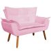 Conjunto 2 Poltronas e 1 Namoradeira Pés Palito Charger Suede Rosa G19 - Gran Belo
