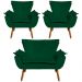 Conjunto 2 Poltronas e 1 Namoradeira Pés Palito Charger Suede Verde G19 - Gran Belo