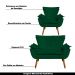 Conjunto 2 Poltronas e 1 Namoradeira Pés Palito Charger Suede Verde G19 - Gran Belo