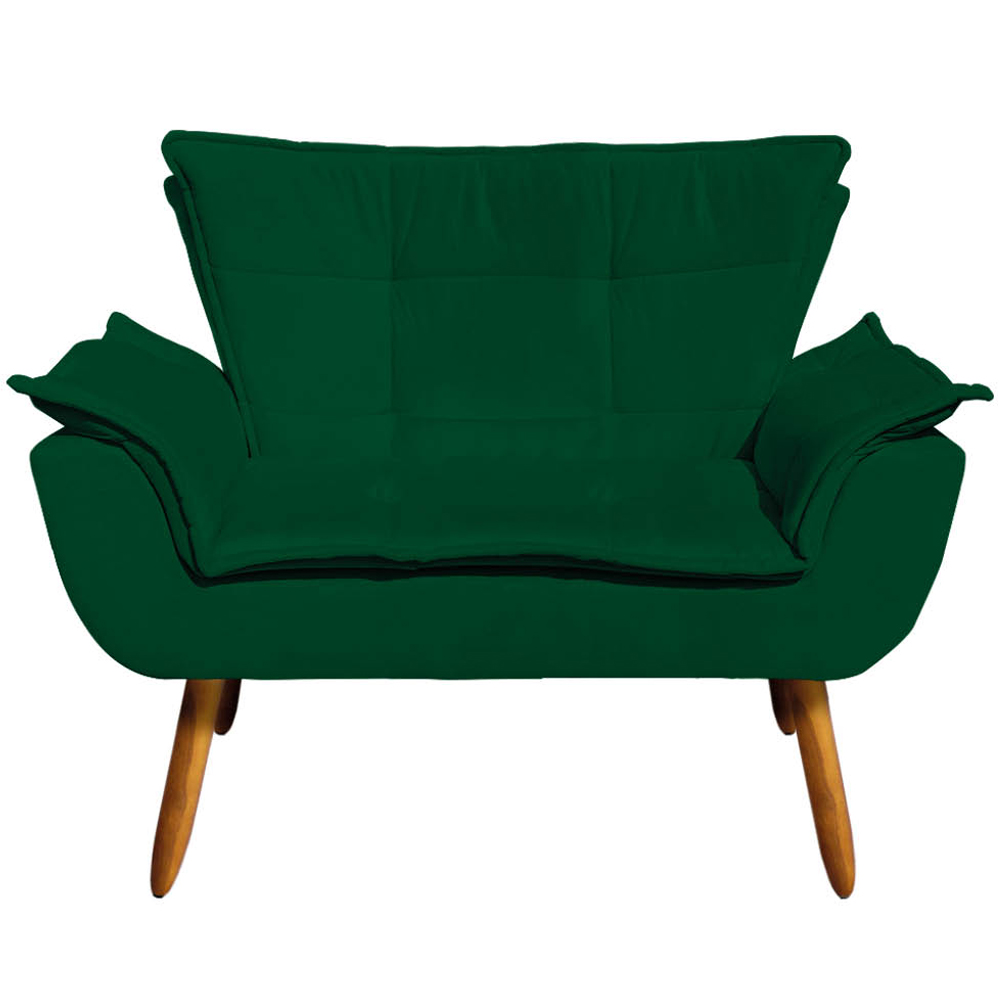 Conjunto 2 Poltronas e 1 Namoradeira Pés Palito Charger Suede Verde G19 - Gran Belo