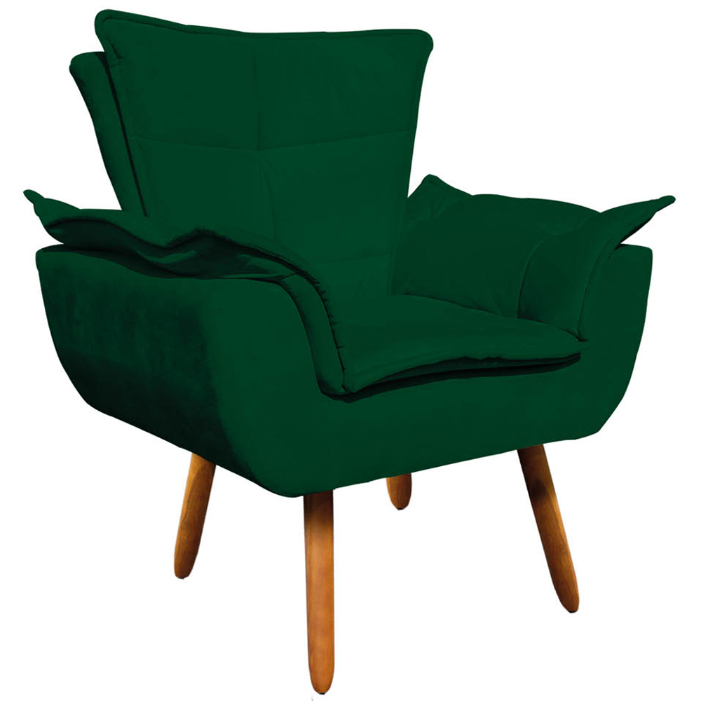 Conjunto 2 Poltronas e 1 Namoradeira Pés Palito Charger Suede Verde G19 - Gran Belo