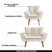 Conjunto 2 Poltronas e 1 Namoradeira Pés Palito Charger Veludo Bege G19 - Gran Belo