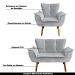 Conjunto 2 Poltronas e 1 Namoradeira Pés Palito Charger Veludo Cinza G19 - Gran Belo