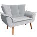 Conjunto 2 Poltronas e 1 Namoradeira Pés Palito Charger Veludo Cinza G19 - Gran Belo