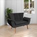 Conjunto 2 Poltronas e 1 Namoradeira Pés Palito Charger Veludo Preto G19 - Gran Belo