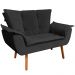 Conjunto 2 Poltronas e 1 Namoradeira Pés Palito Charger Veludo Preto G19 - Gran Belo