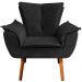 Conjunto 2 Poltronas e 1 Namoradeira Pés Palito Charger Veludo Preto G19 - Gran Belo