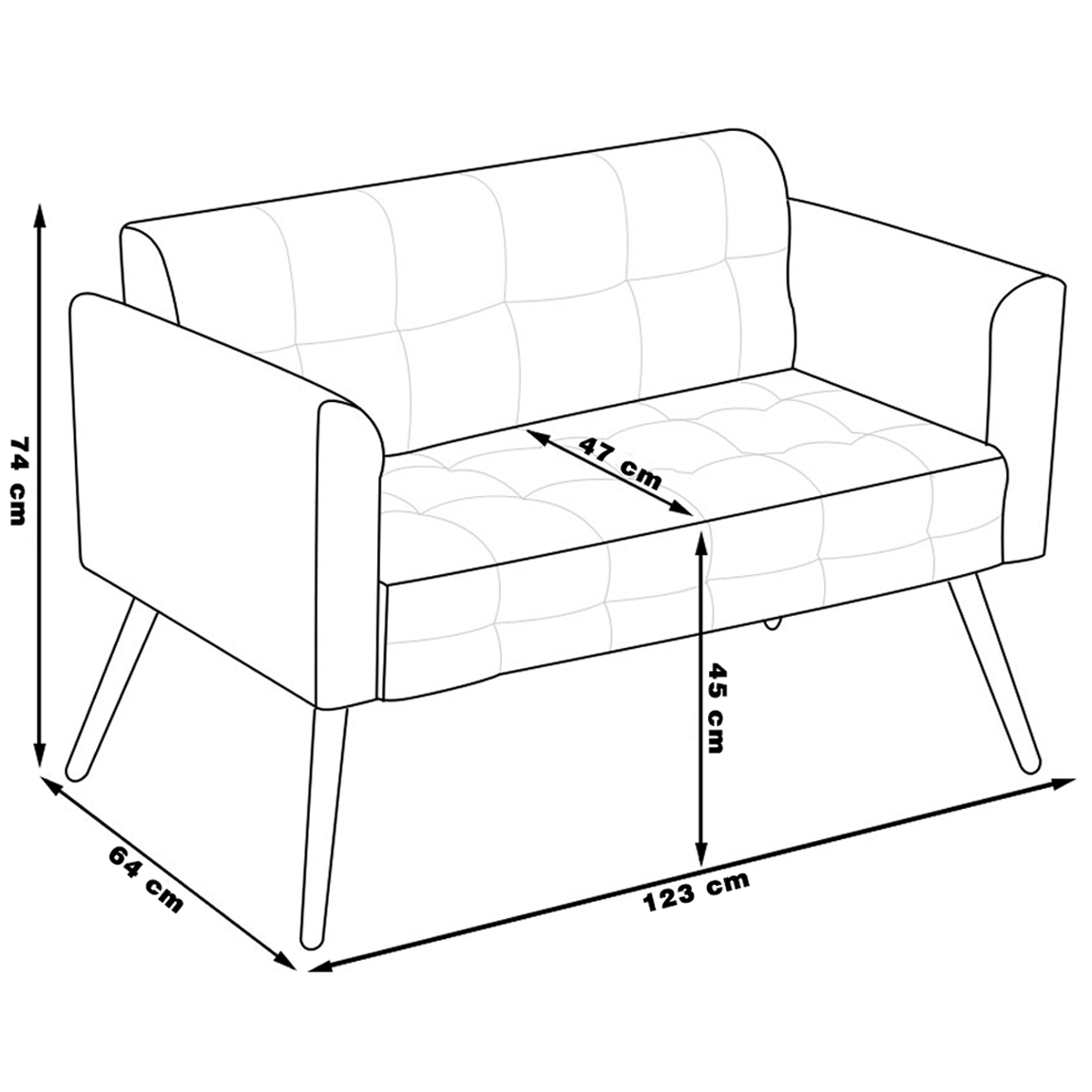Conjunto 2 Poltronas e 1 Namoradeira Pés Palito Karen Linho Grafite G19 - Gran Belo