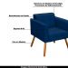Conjunto 2 Poltronas e 1 Namoradeira Pés Palito Karen Suede Azul Marinho G19 - Gran Belo