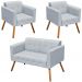 Conjunto 2 Poltronas e 1 Namoradeira Pés Palito Karen Suede Cinza G19 - Gran Belo