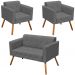 Conjunto 2 Poltronas e 1 Namoradeira Pés Palito Karen Suede Grafite G19 - Gran Belo