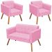 Conjunto 2 Poltronas e 1 Namoradeira Pés Palito Karen Suede Rosa G19 - Gran Belo