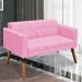 Conjunto 2 Poltronas e 1 Namoradeira Pés Palito Karen Suede Rosa G19 - Gran Belo