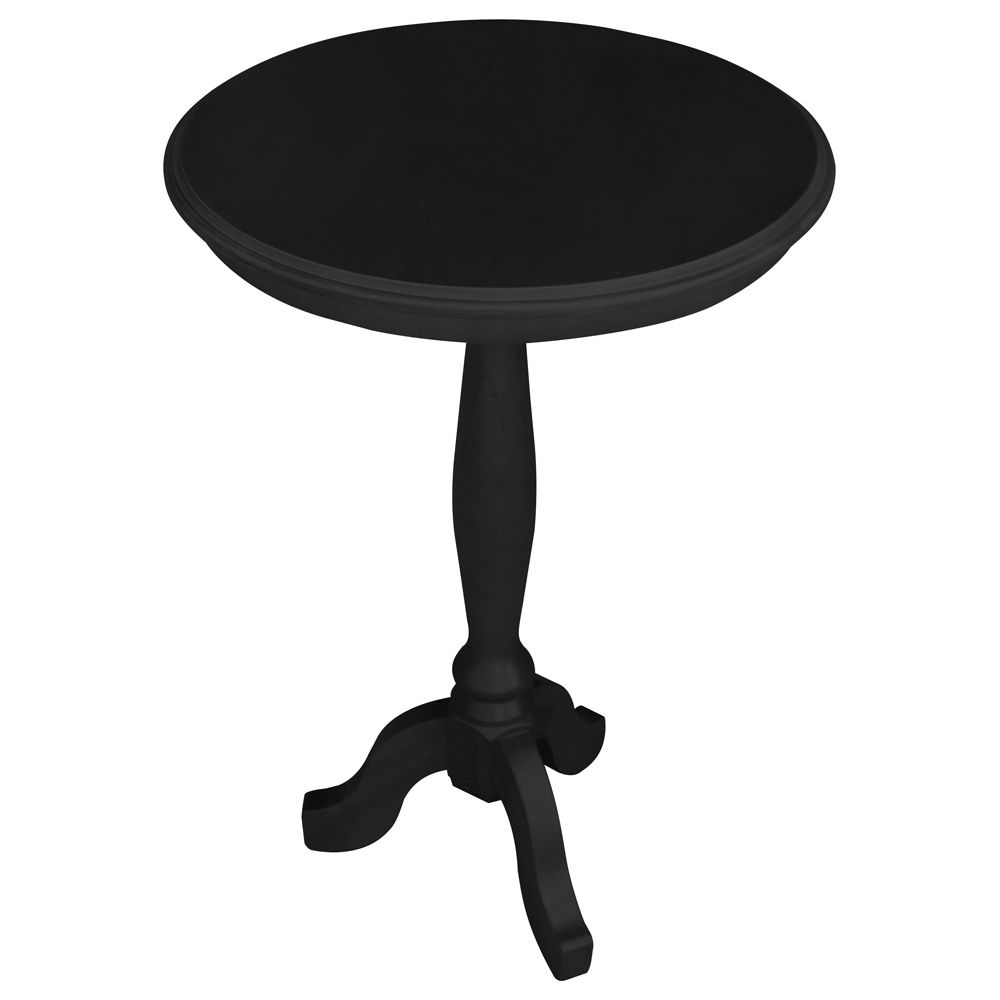 Conjunto 3 Mesas de Apoio Lateral Redonda Madeira Maciça Jovi Preto Fosco G36 - Gran Belo