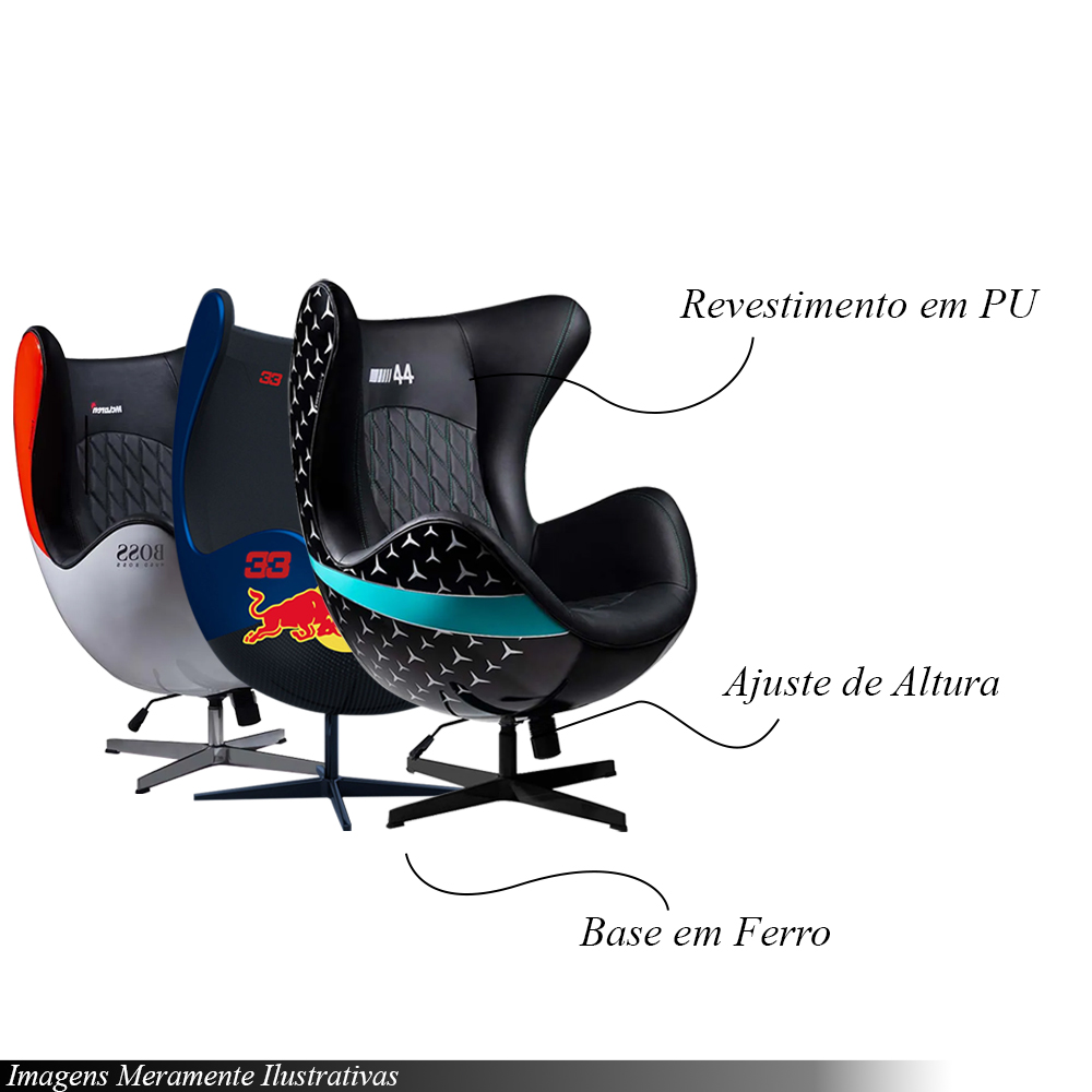 Conjunto 3 Poltronas Decorativas Egg Chair Hamilton Nº 44/MP4 SN 88/RB Nº 33 G53 - Gran Belo