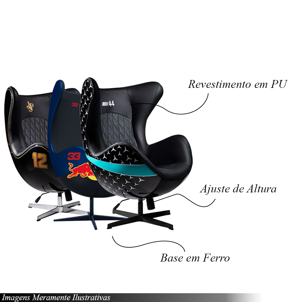 Conjunto 3 Poltronas Decorativas Egg Chair Hamilton Nº44/Lotus 12/RB Nº 33 G53 - Gran Belo