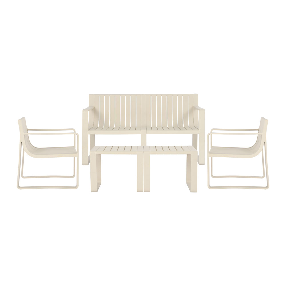 Conjunto 5 Peças Área Externa Bahamas 2 Poltronas 2 Mesas de Centro 1 Sofá 120cm em Fibra Natural Bambu G56 - Gran Belo