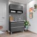 Conjunto Balcão de Cozinha Armário Aéreo Wollo MDP/BP Preto/Grafite G96 - Gran Belo