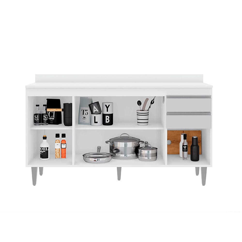 Conjunto Balcão de Cozinha com Tampo Dodoma MDP/BP Branco G96 - Gran Belo