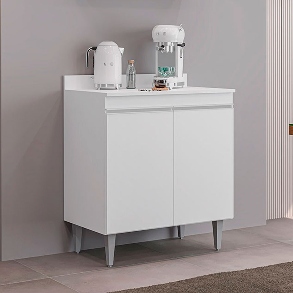 Conjunto Balcão de Cozinha com Tampo Papin MDP/BP Branco G96 - Gran Belo