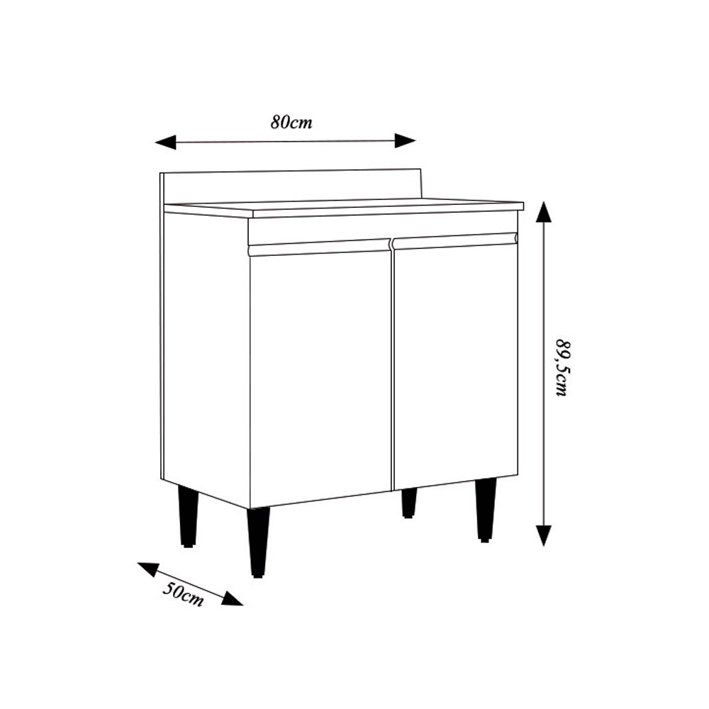 Conjunto Balcão de Cozinha com Tampo Papin MDP/BP Branco G96 - Gran Belo