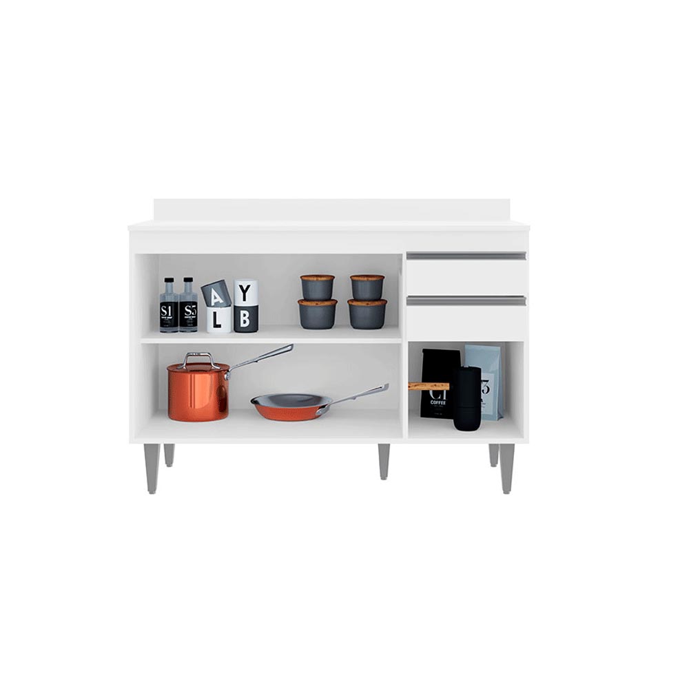 Conjunto Balcão de Cozinha com Tampo Pursat MDP/BP Branco G96 - Gran Belo