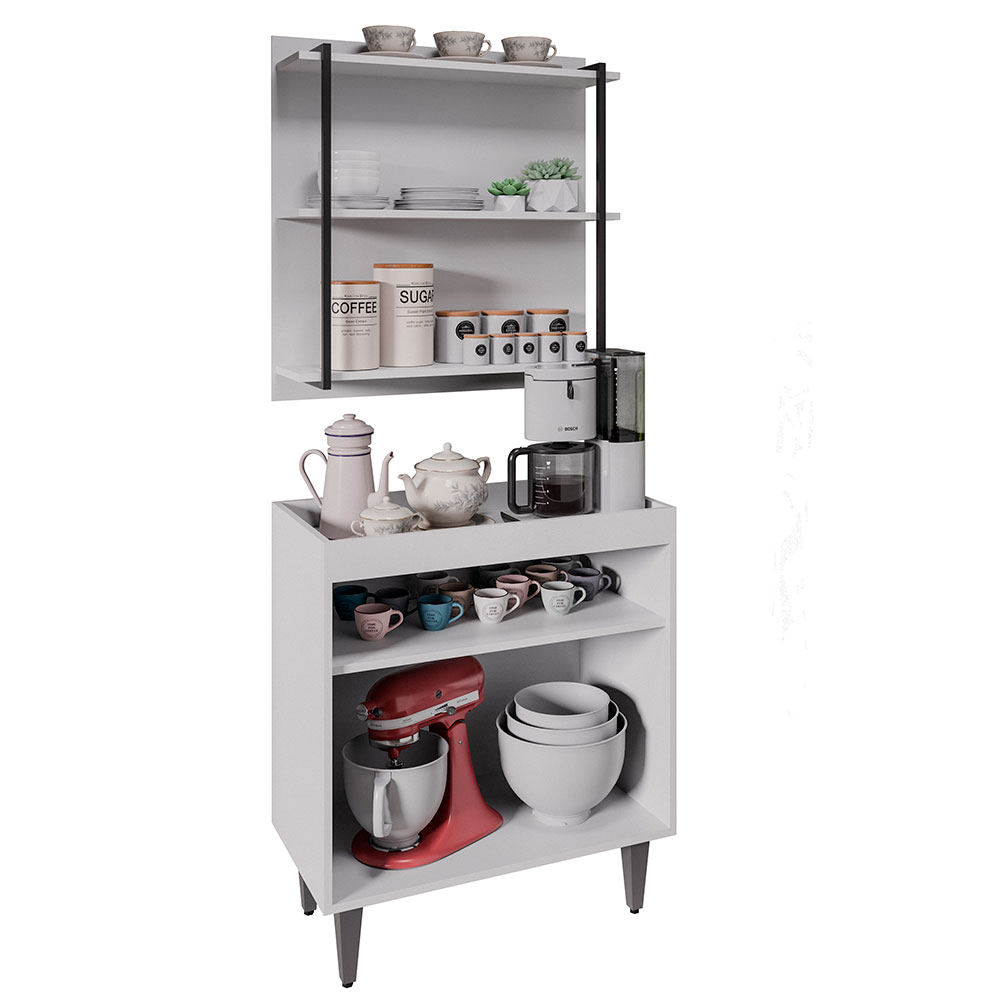Conjunto Balcão e Painel Organizador com Solesi/Chico 3 Prateleiras Branco G96 - Gran Belo