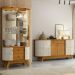 Conjunto Buffet com Cristaleira Pitt/Swank Iluminação Led Gavetas MDP Cinamomo/OffWhite G97 - Gran Belo