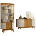 Conjunto Buffet com Cristaleira Pitt/Swank Iluminação Led Gavetas MDP Cinamomo/OffWhite G97 - Gran Belo