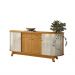 Conjunto Buffet com Cristaleira Pitt/Swank Iluminação Led Gavetas MDP Cinamomo/OffWhite G97 - Gran Belo