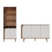 Conjunto Buffet e Cristaleira Decorativa Sala de Estar Versátil Village Pés de Madeira Off-White/ Freijó G73 - Gran Belo