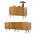 Conjunto Buffets Sala de Estar Bambino/Virginia MDP/MDF Pés em Aço Off White/Cinamomo G26 - Gran Belo