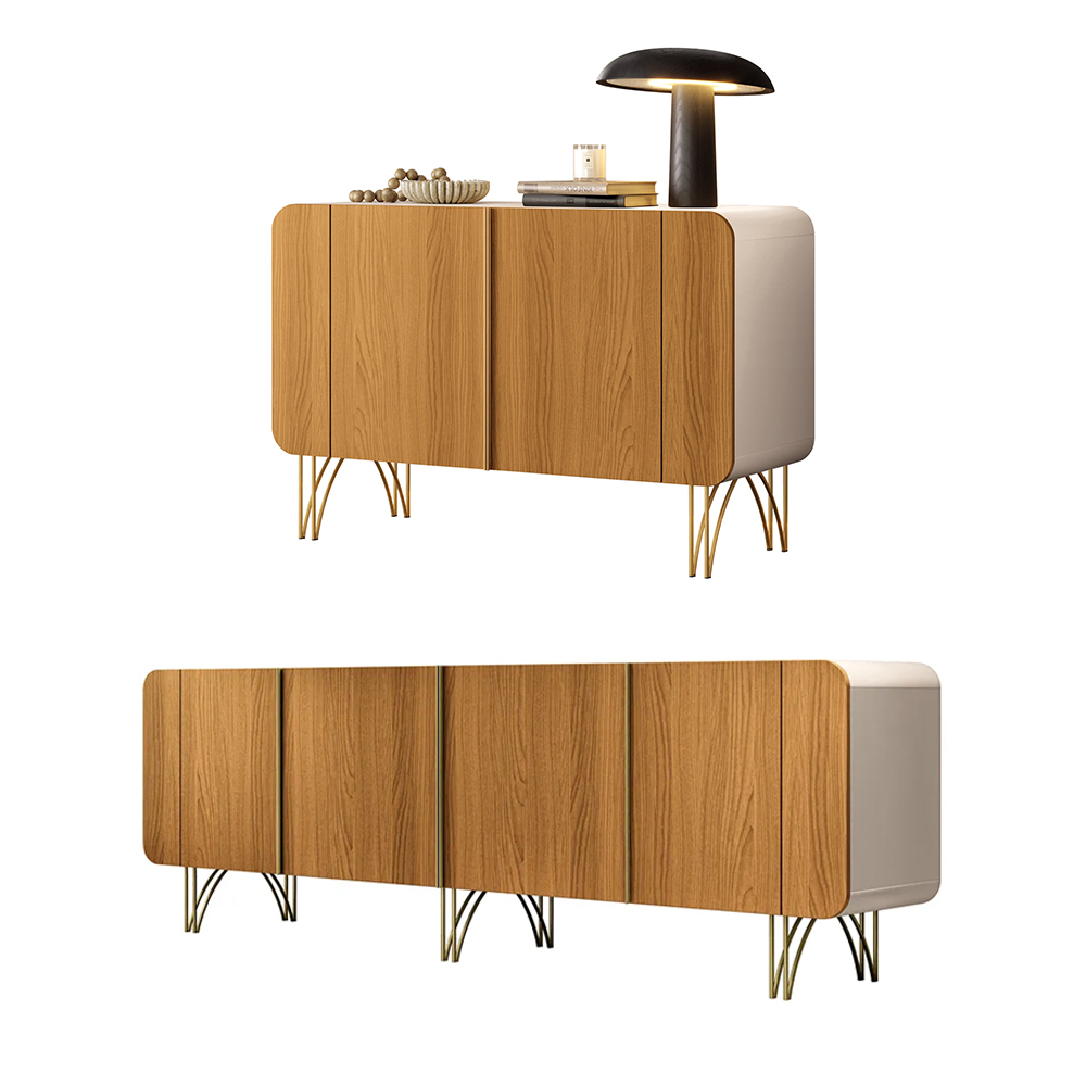 Conjunto Buffets Sala de Estar Benvenuto/Saluti MDP/MDF Pés em Aço Off White/Cinamomo G26 - HB Móveis