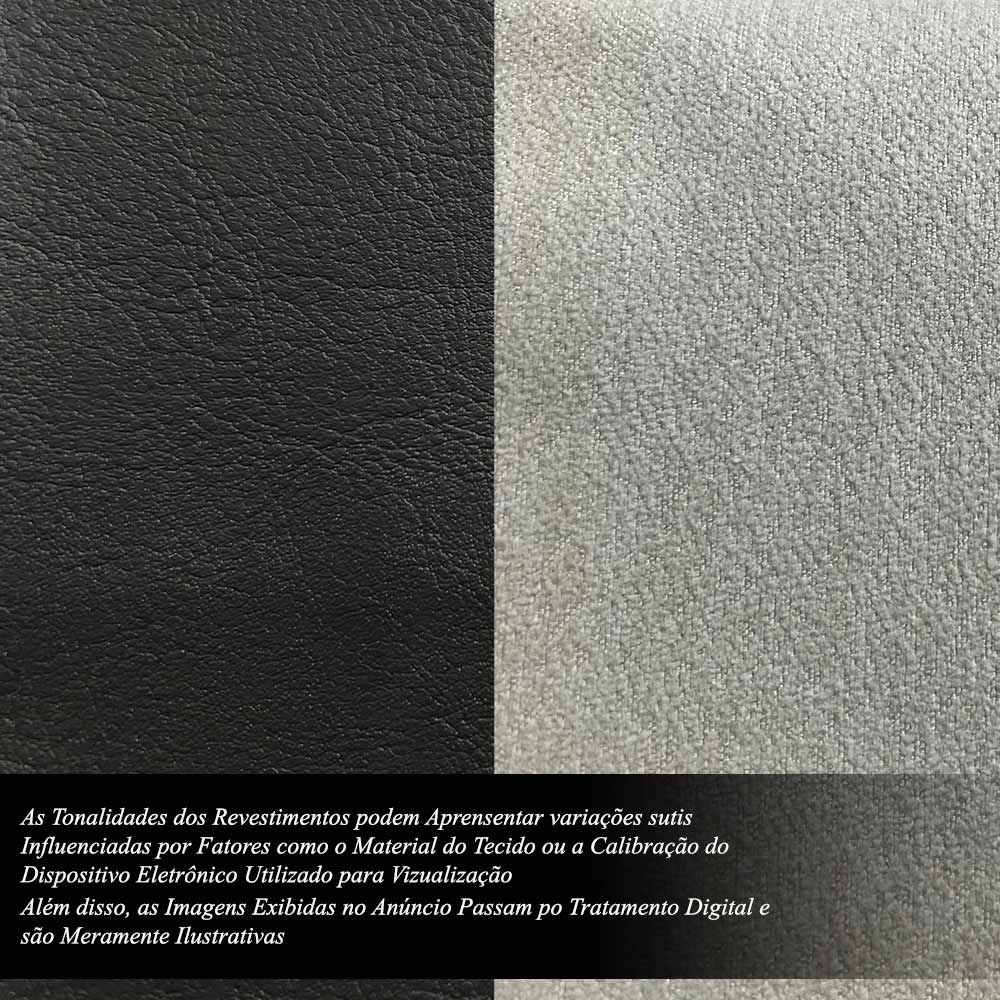 Conjunto Cama com Cabeceira Casal Torres Pés em Madeira PU/Bouclê Preto/Off White G91 - Gran Belo