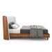 Conjunto Cama com Cabeceira King Torres Pés em Madeira PU/Bouclê Caramelo/Off White G91 - Gran Belo