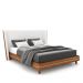 Conjunto Cama com Cabeceira King Torres Pés em Madeira PU/Bouclê Caramelo/Off White G91 - Gran Belo