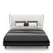 Conjunto Cama com Cabeceira King Torres Pés em Madeira PU/Bouclê Preto/Off White G91 - Gran Belo