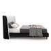 Conjunto Cama com Cabeceira King Torres Pés em Madeira PU/Bouclê Preto/Off White G91 - Gran Belo