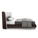 Conjunto Cama com Cabeceira Queen Torres Pés em Madeira PU/Bouclê Marrom/Off White G91 - Gran Belo