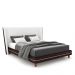 Conjunto Cama com Cabeceira Queen Torres Pés em Madeira PU/Bouclê Marrom/Off White G91 - Gran Belo