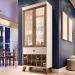 Conjunto Cristaleira Adega MDP/MDF e Buffet Balcão Andorra/Albâni Off White/Castanho G26 - Gran Belo