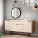 Conjunto Cristaleira Adega MDP/MDF e Buffet Balcão Andorra/Albâni Off White/Castanho G26 - Gran Belo