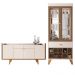 Conjunto Cristaleira Adega MDP/MDF e Buffet Balcão Andorra/Albâni Off White/Castanho G26 - Gran Belo