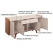 Conjunto Cristaleira Bar Adega e Buffet Aparador Balcão Albâni/Andorra Off White/Nature G26 - Gran Belo