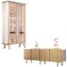 Conjunto Cristaleira Buffet com LED Portas de Vidro Évora/Saluti Off White/Champagne G26 - HB Móveis
