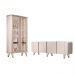 Conjunto Cristaleira Buffet com LED Portas de Vidro Pés Aço Maciço Cor Dourado Texas/Virginia Off White G26 - Gran belo