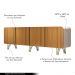 Conjunto Cristaleira Buffet com LED Portas de Vidro Pés Aço Maciço Cor Dourado Texas/Virginia Off White/Cinamomo G26 - Gran belo