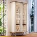 Conjunto Cristaleira Buffet com LED Portas de Vidro Pés Aço Maciço Cor Dourado Texas/Virginia Off White/Cinamomo G26 - Gran belo