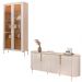 Conjunto Cristaleira Decorativa Vitória 2 Portas de Vidro e Buffet América 4 Portas Pés Metálicos Dourados Off White/Freijó G18 - Gran Belo