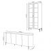 Conjunto Cristaleira Decorativa Vitória 2 Portas de Vidro e Buffet América 4 Portas Pés Metálicos Dourados Off White/Freijó G18 - Gran Belo